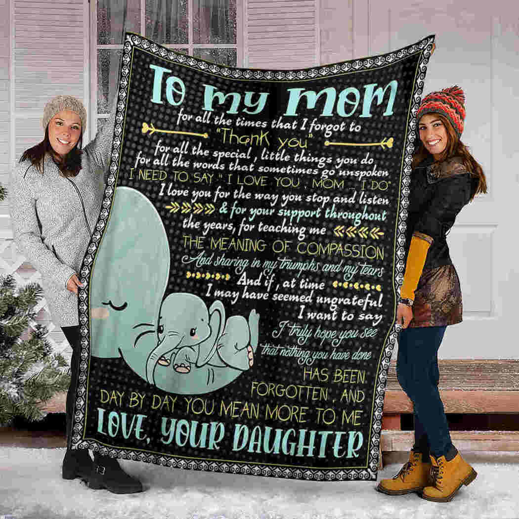 To My Mom - Beauty Elephants - I Love You Mom Blanket