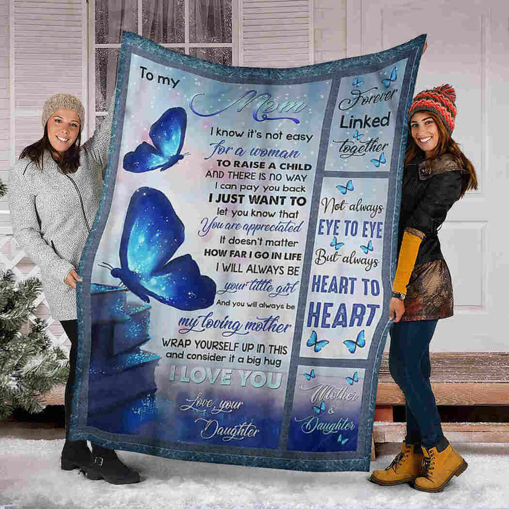 To My Mom - Butterfly And Book Galaxy Blanket - I Love You Blanket