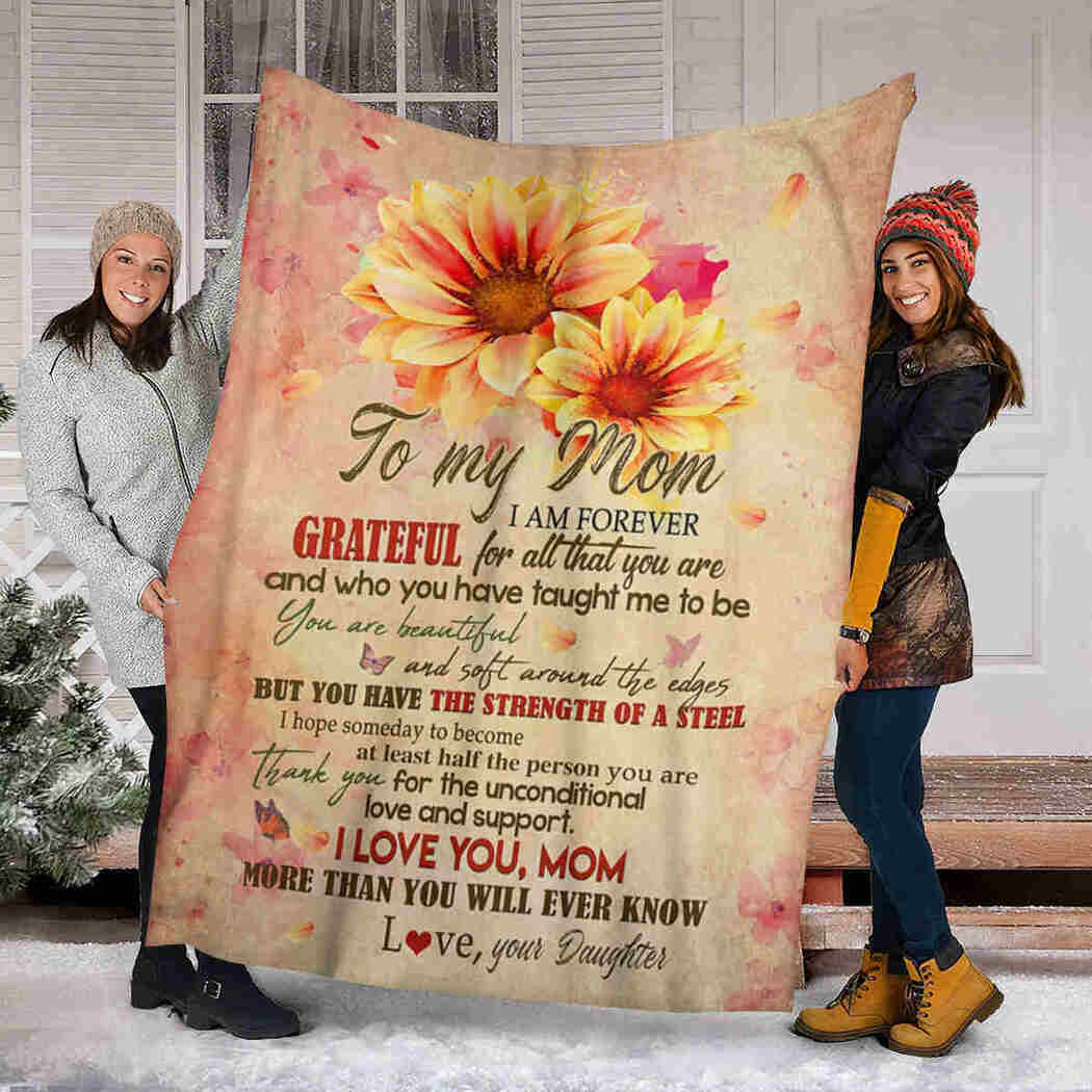 To My Mom - Daisy Yellow - I Love You Mom Blanket