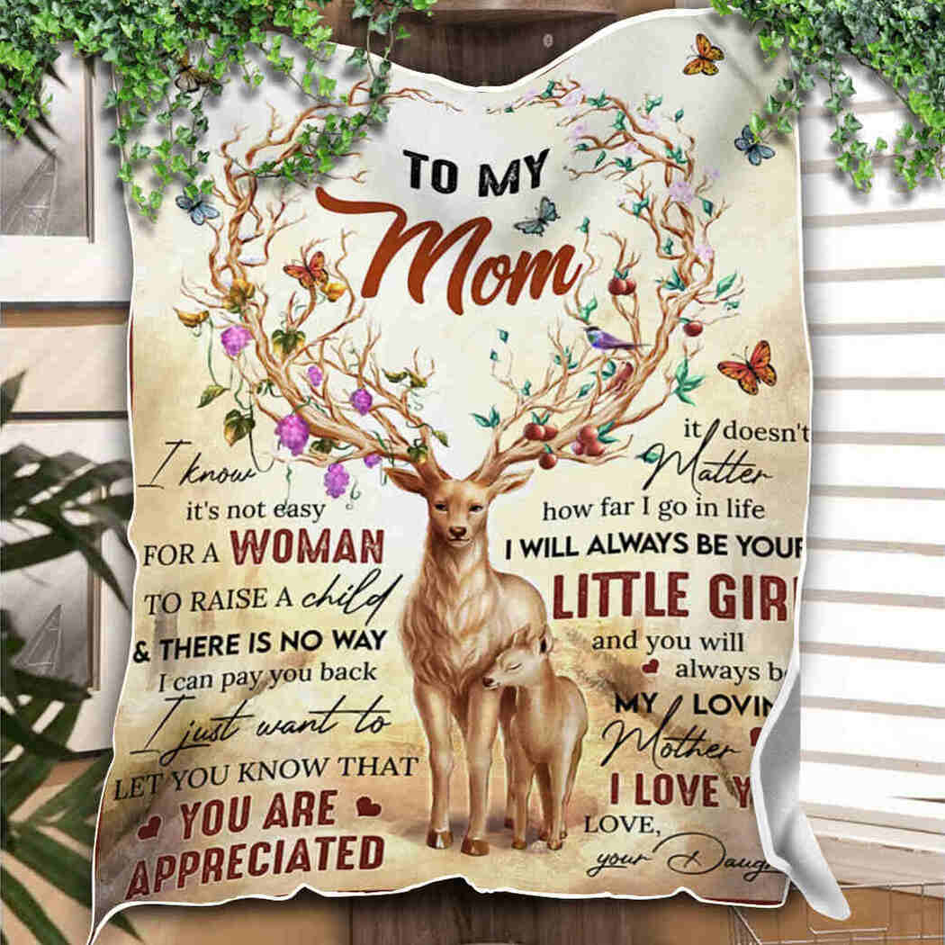 To My Mom - Deer Flower Blanket - You Are Appreciated Blanket