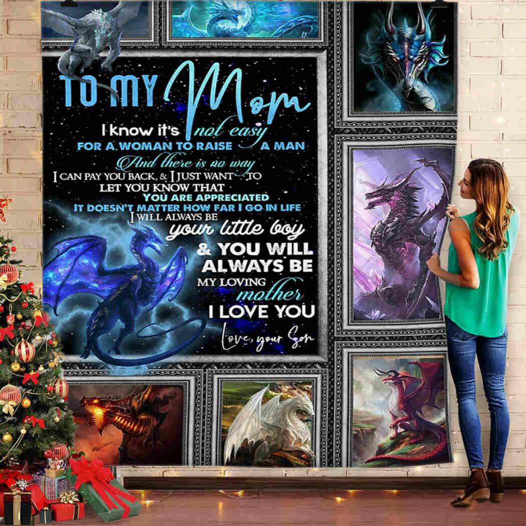 To My Mom - Dragon - I Love You Blanket