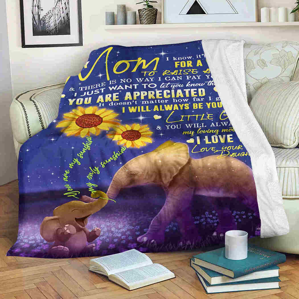 To My Mom - Elephants Sunflower - I Love You Blanket
