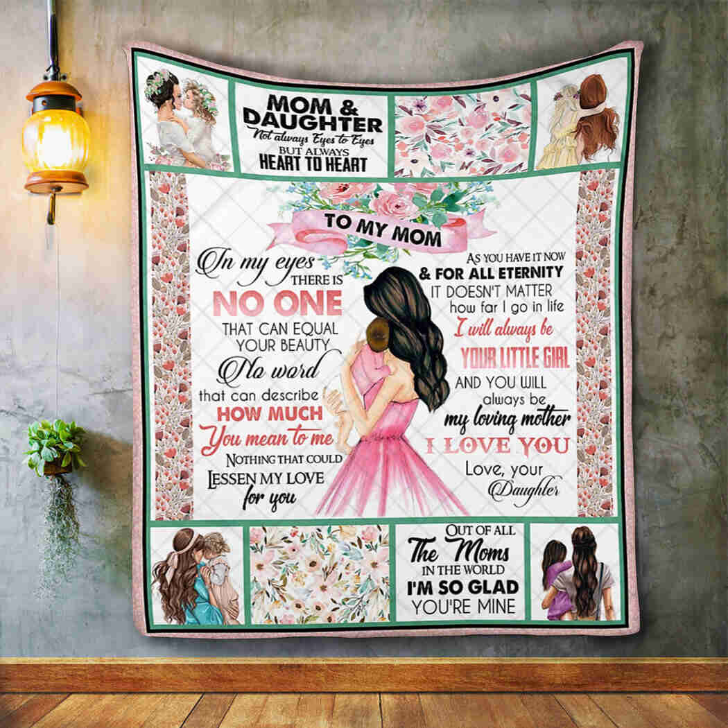 To My Mom - I Love You - Mom And Daughter Blanket