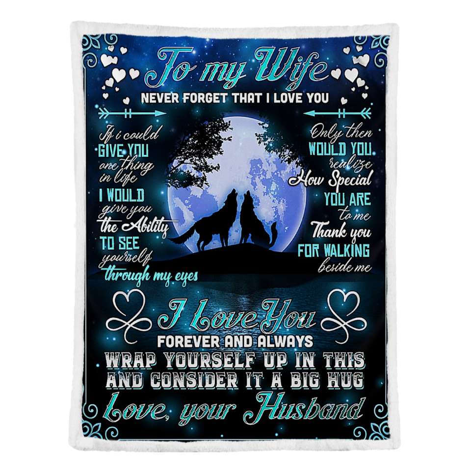 Wolf Couple Moon Light Love Quotes To My Wife Blanket Personalized Gift For Wife