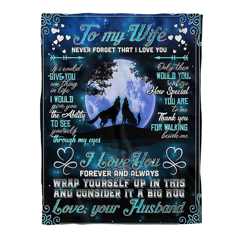Wolf Couple Moon Light Love Quotes To My Wife Blanket Personalized Gift For Wife