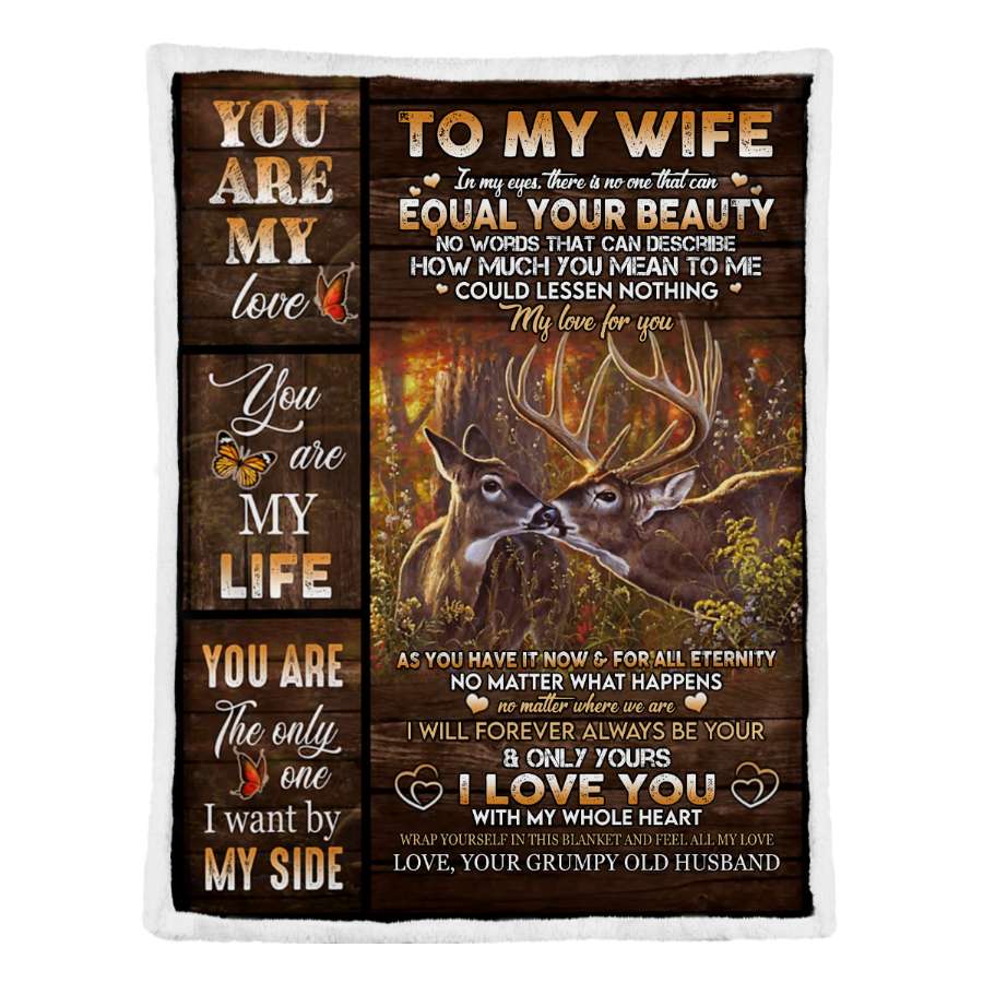 You Are My Love Deer Couple To My Wife Blanket, Personalized Gift For Wife