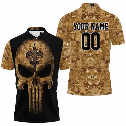 Camouflage Skull New Orleans Saints American Flag 3d Personalized 3D All Over Print Polo Shirt