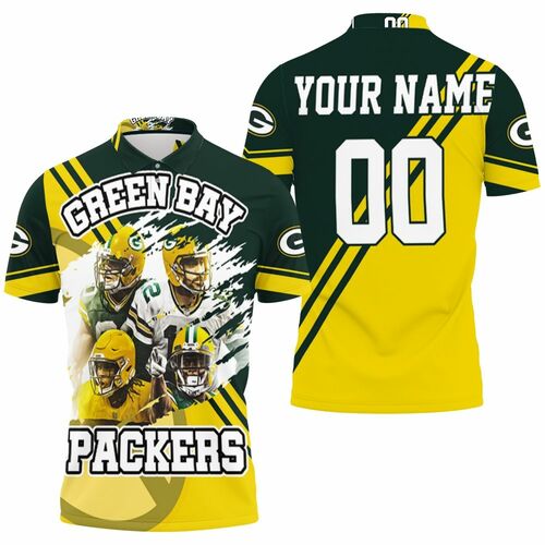 Green Bay Packers Aaron Rodgers 12 Jimmy Graham 80 Aaron Jones 33 Davante Adams 17 For Fans Personalized Polo Shirt