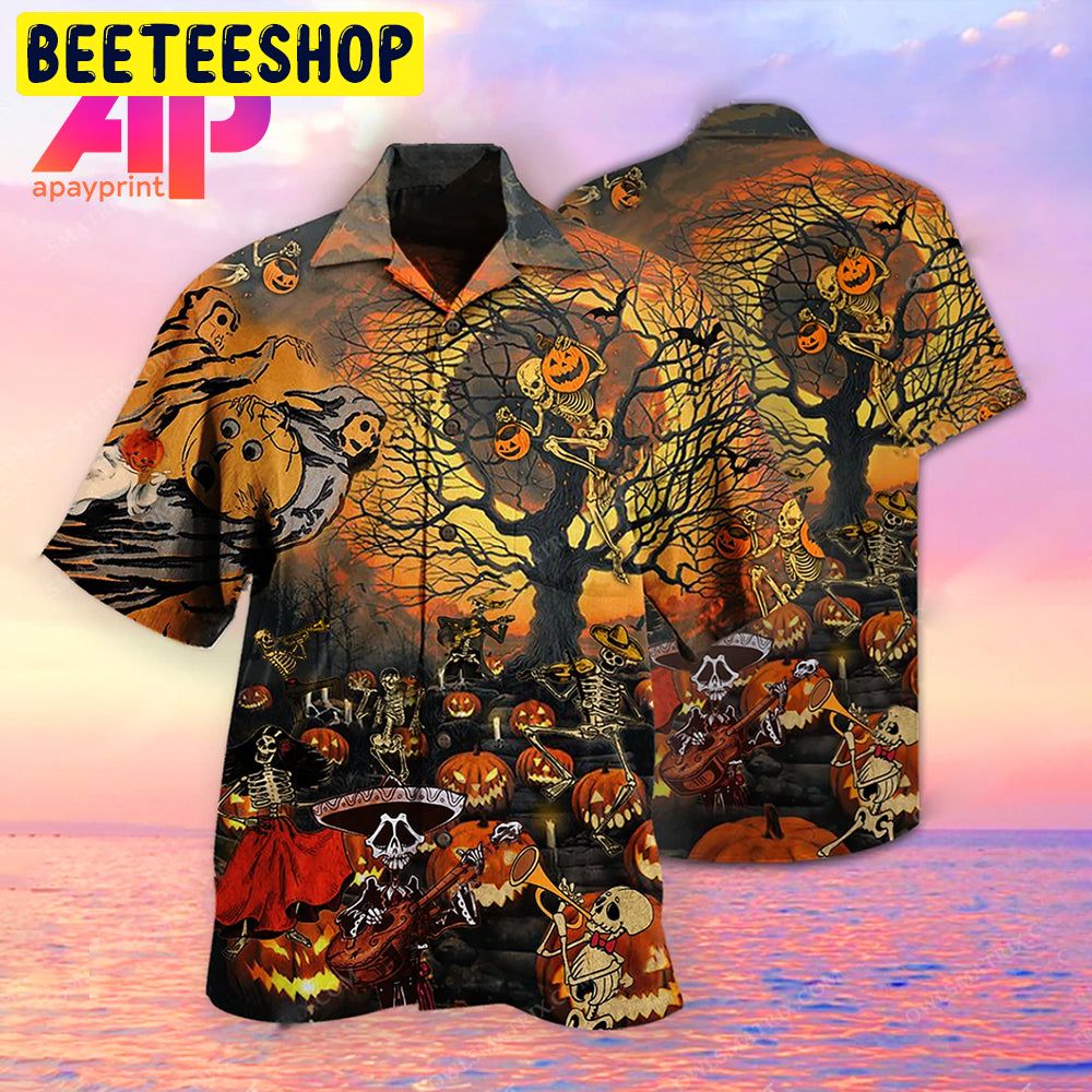 Halloween Skull Darkness Trending Hawaiian Shirt-1 1 Halloween Skull Darkness Trending Hawaiian Shirt-1