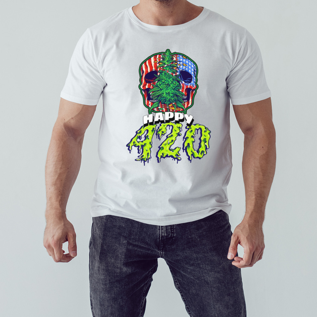 Happy 420 American Flag Skull And Plant shirt 1 Unisex shirt