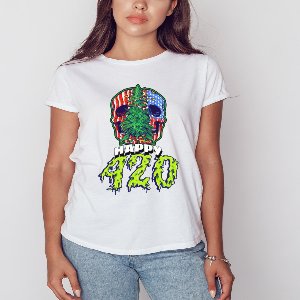 Happy 420 American Flag Skull And Plant shirt 2 Women's shirt