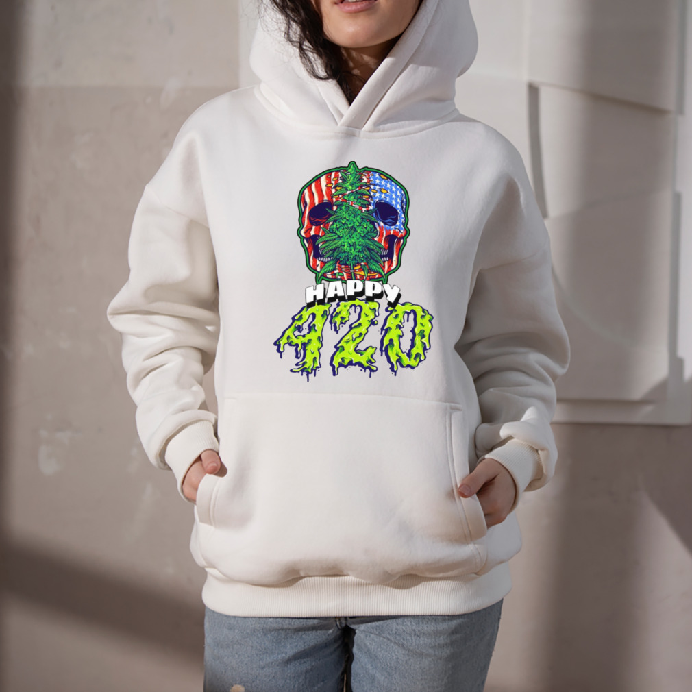 Happy 420 American Flag Skull And Plant shirt 5 Hoodie