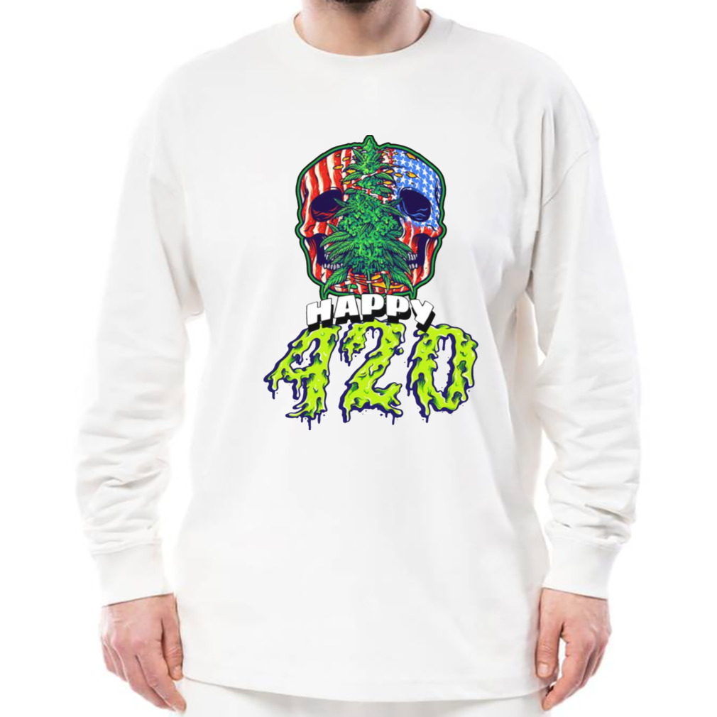 Happy 420 American Flag Skull And Plant shirt 3 Longsleeve shirt