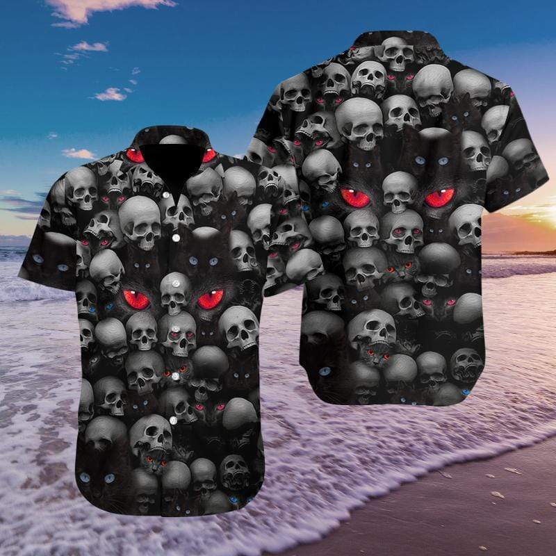 Hawaiian Aloha Shirts Red Eyes Cat And Skull Hawaiian Shirt 1 Hawaiian Aloha Shirts Red Eyes Cat And Skull Hawaiian Shirt