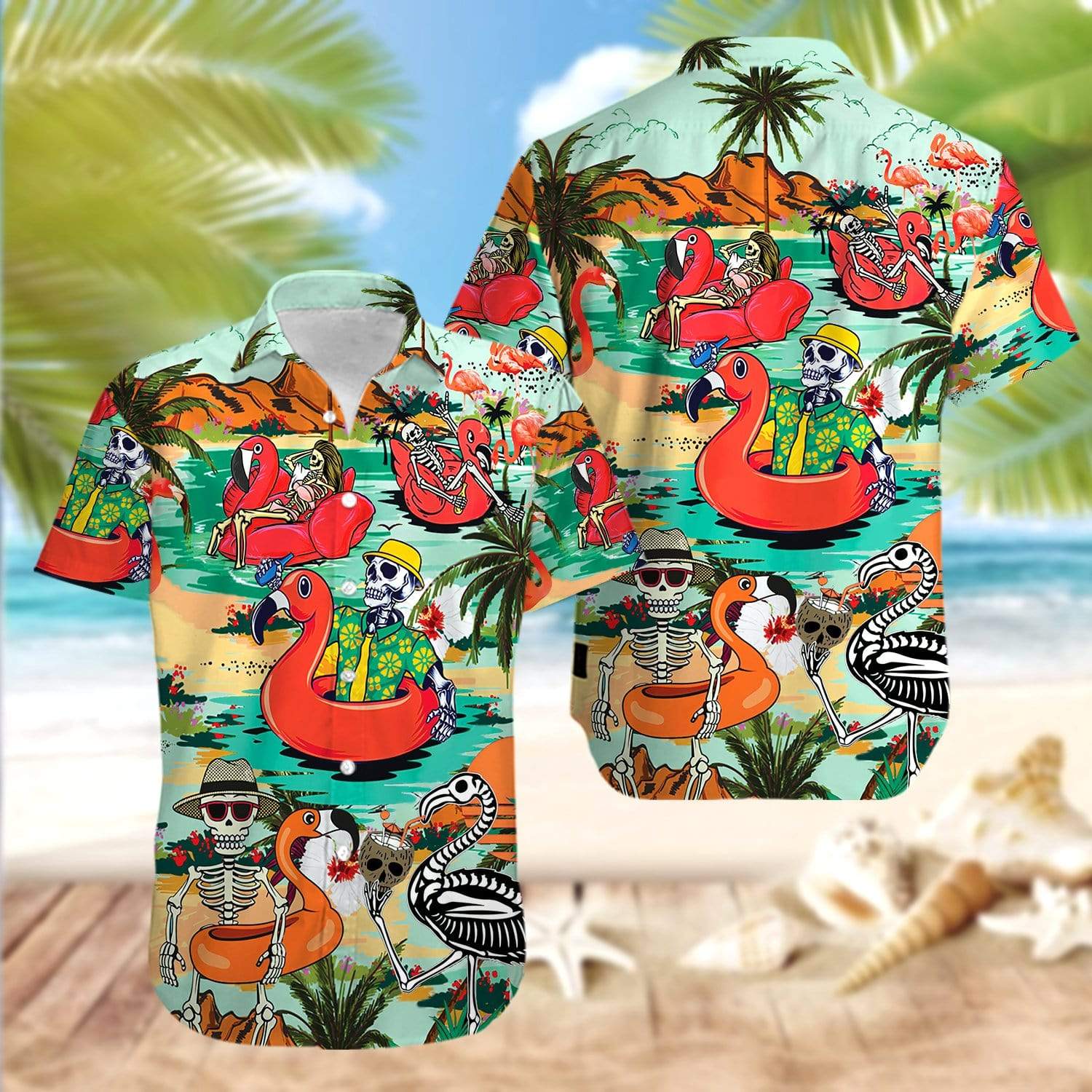 Hawaiian Aloha Shirts Skull Flamingo In Hawaii 1 Hawaiian Aloha Shirts Skull Flamingo In Hawaii