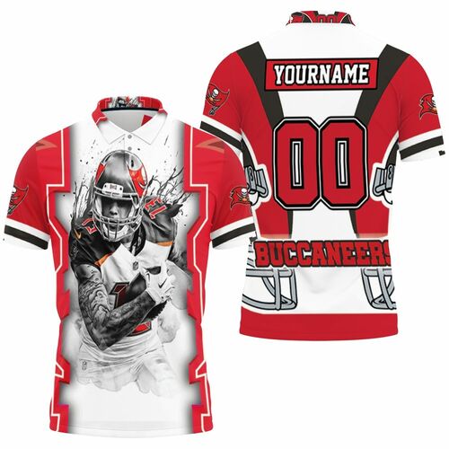 Mike Evans 13 Tampa Bay Buccaneers Nfc South Champions Super Bowl Black And White 3D All Over Print Polo Shirt