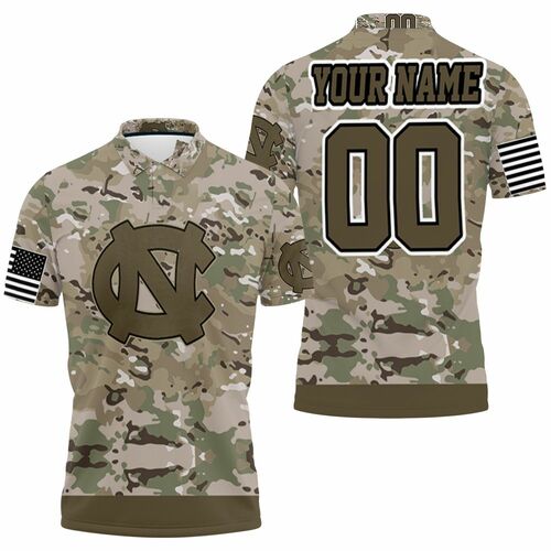 North Carolina Tar Heels Camouflage Veteran Personalized 3D All Over Print Polo Shirt