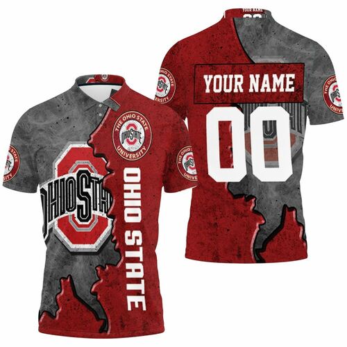 Ohio State Buckeyes Footballs Personalized 3D All Over Print Polo Shirt