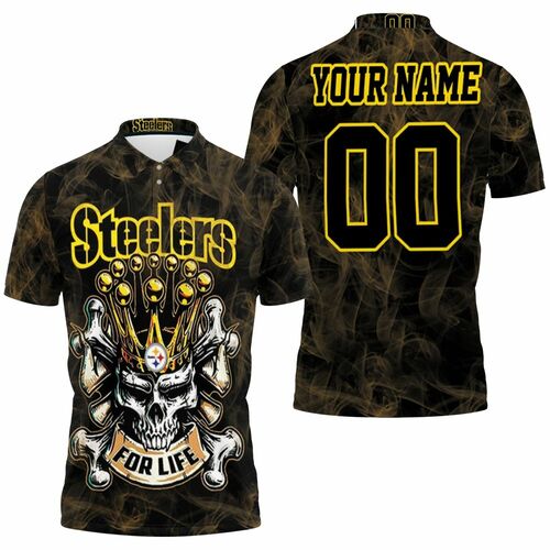 Steelers For Life King Skull Pittsburgh Steelers Personalized 3D All Over Print Polo Shirt