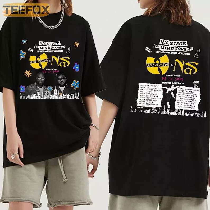 Wu-tang and Nas Tour With De La Soul, My State Of Mind Tour 2023 T-Shirt