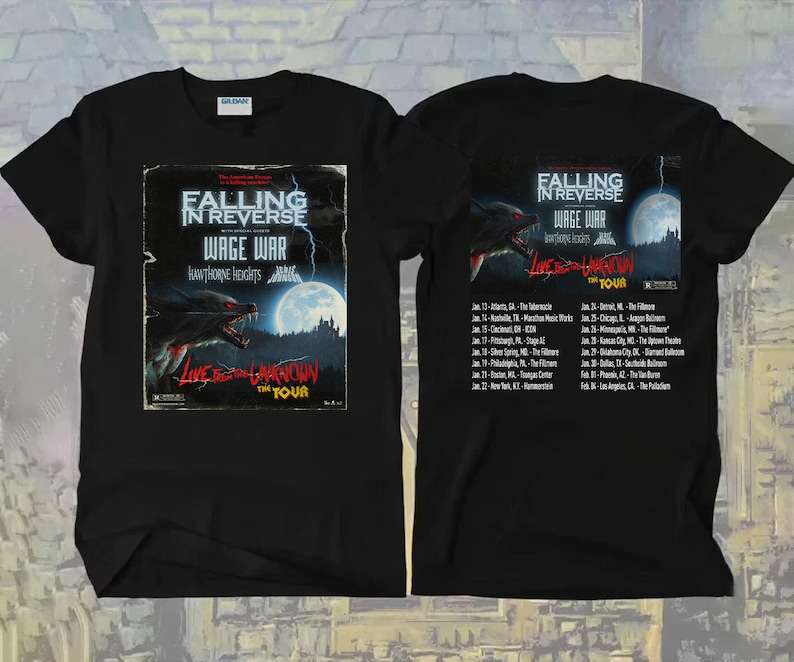 Falling In Reverse Tour 2022 T-Shirt Live From The Unknown The Tour 2022