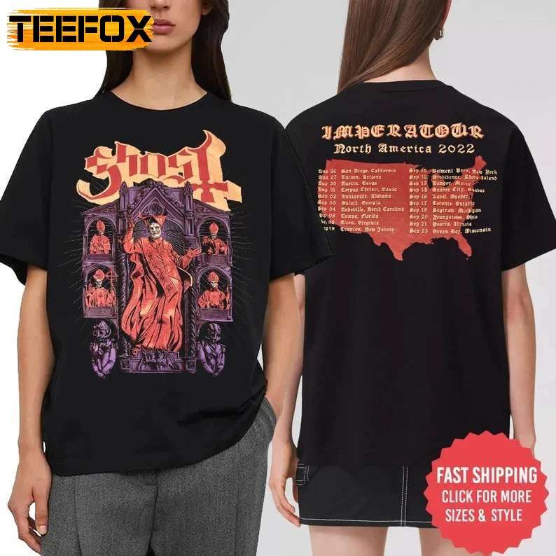 Ghost North American Tour 2022 Rock Band Two Sides T-Shirt