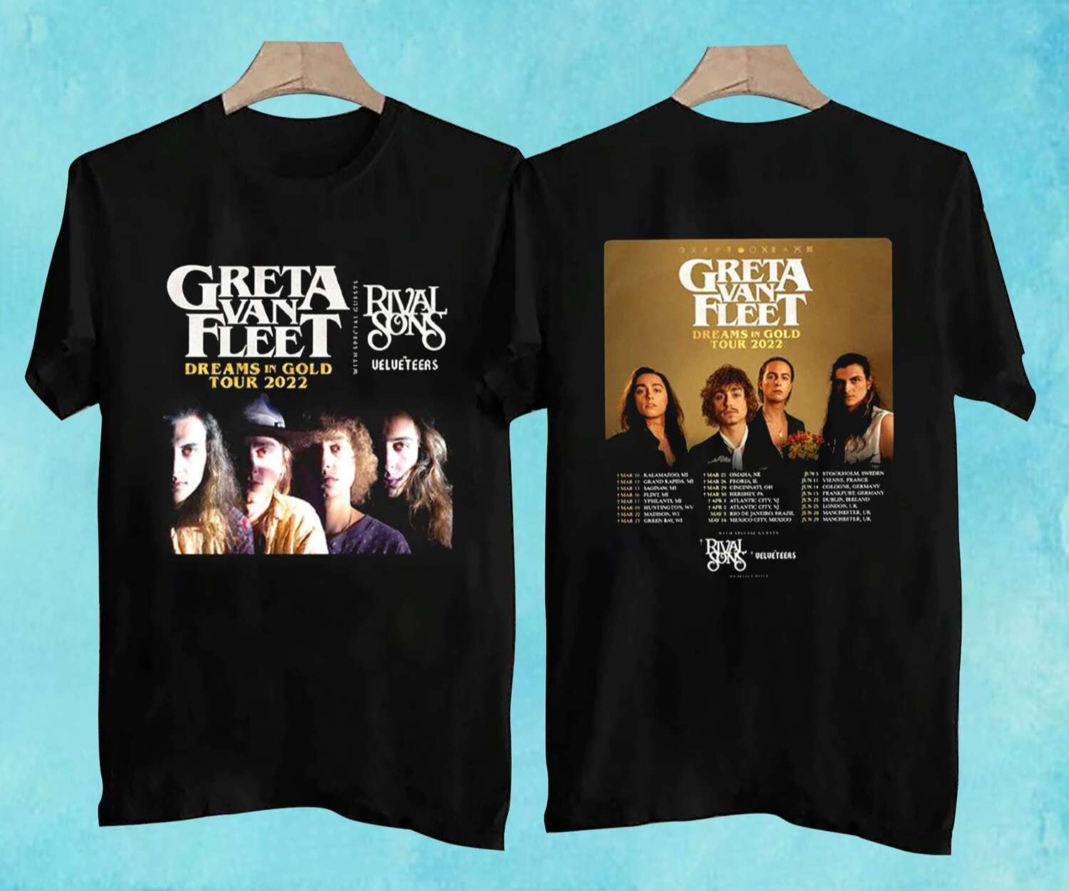 Greta Van Fleet 2022 Dreams In Gold World Tour T-Shirt Merch