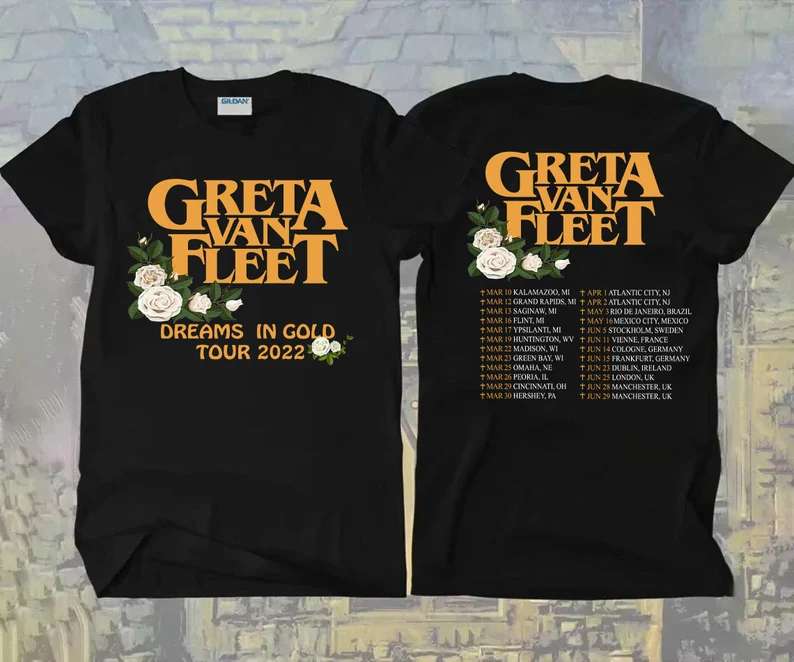 Greta Van Fleet Dreams In Gold Tour 2022 Mens T-Shirt