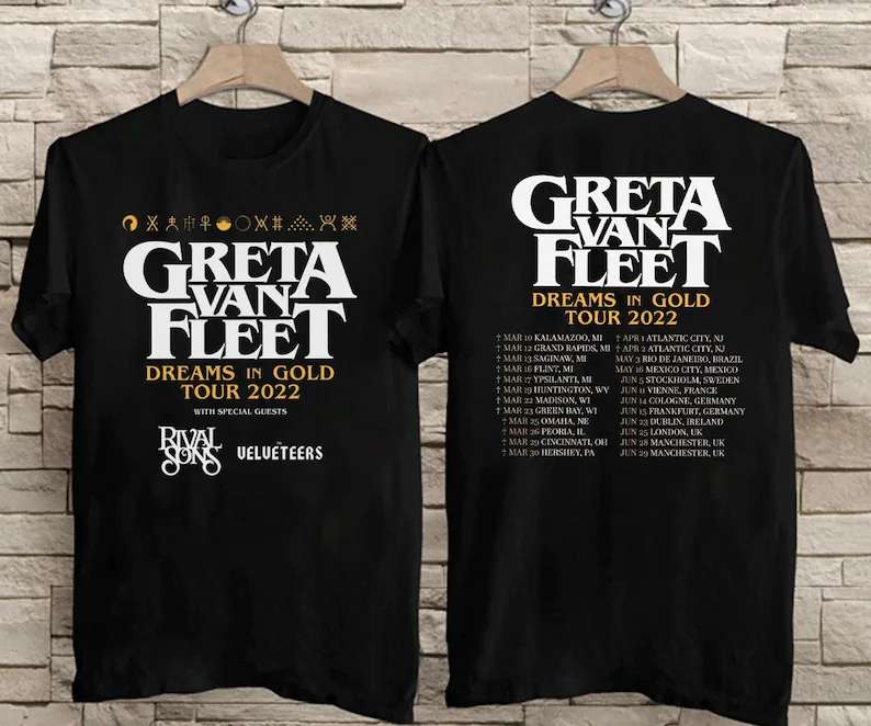 Greta Van Fleet Dreams In Gold Tour 2022 T Shirt