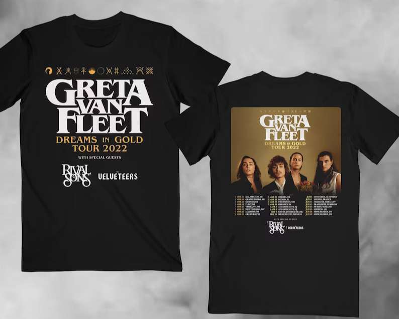 Greta Van Fleet Dreams In Gold Tour Unisex T-Shirt Merch