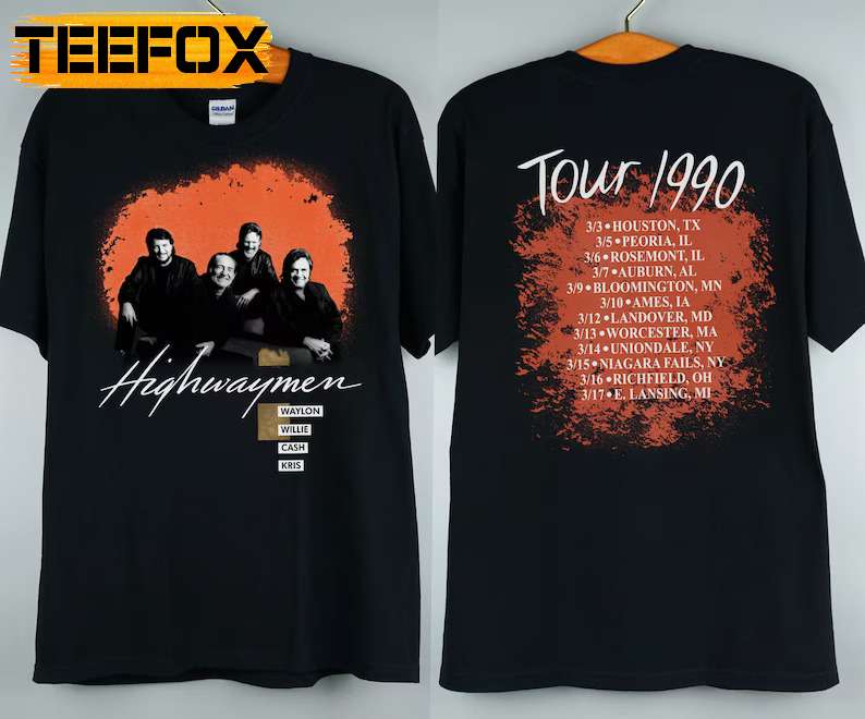 Highwaymen 1990 Tour Concert Music T-Shirt