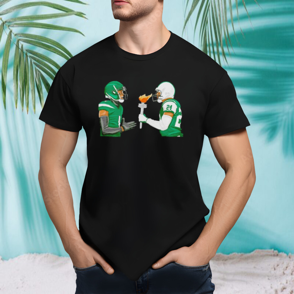 Michael Vick and Darrelle Revis fire shirt