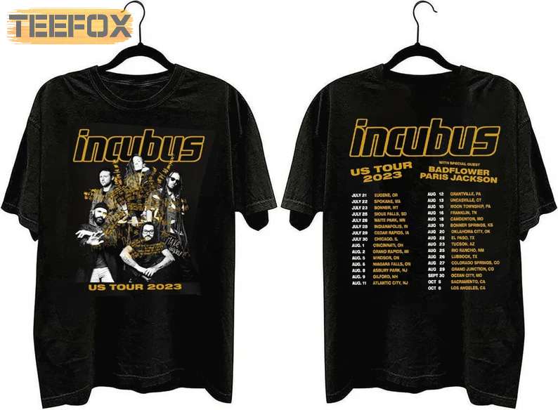 Incubus Band US Tour 2023 Badflower and Paris Jackson T-Shirt