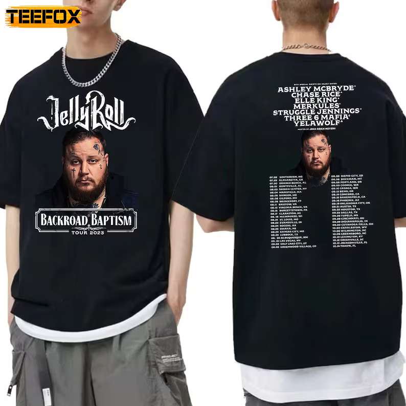 Jelly Roll Backroad Baptism 2023 Tour Music Concert T-Shirt