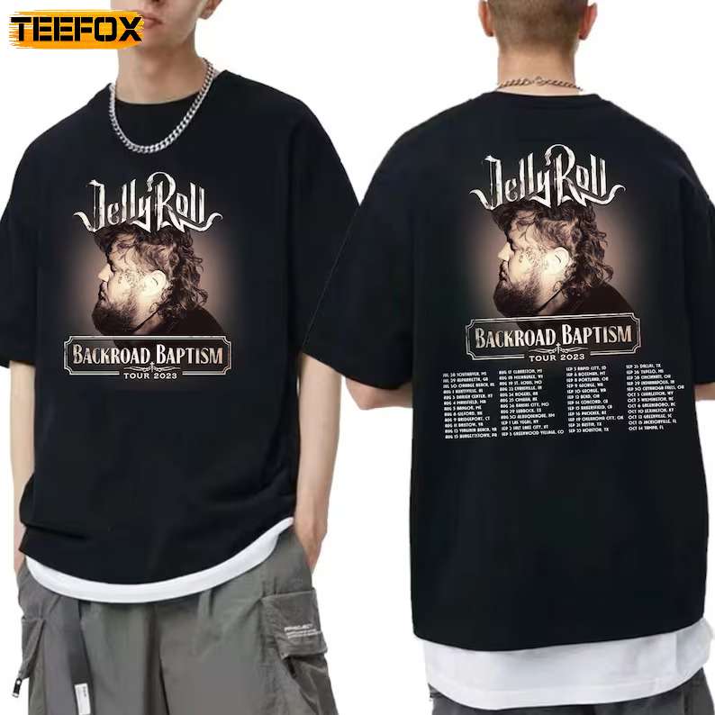 Jelly Roll Backroad Baptism 2023 Tour Rapper Music T-Shirt