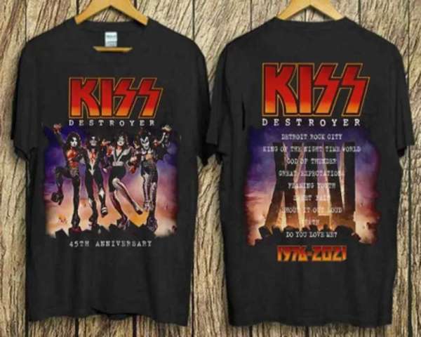 Kiss Band Rock Destroyer Album 45th Anniversary T-Shirt S-5XL