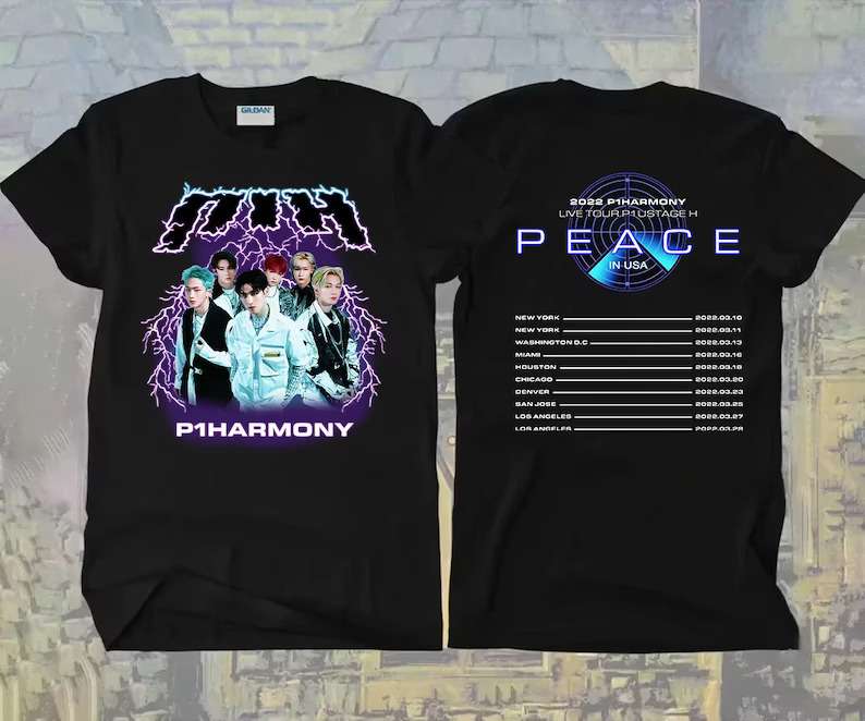 P1Harmony US Tour Dates T-Shirt Peace Tour 2022