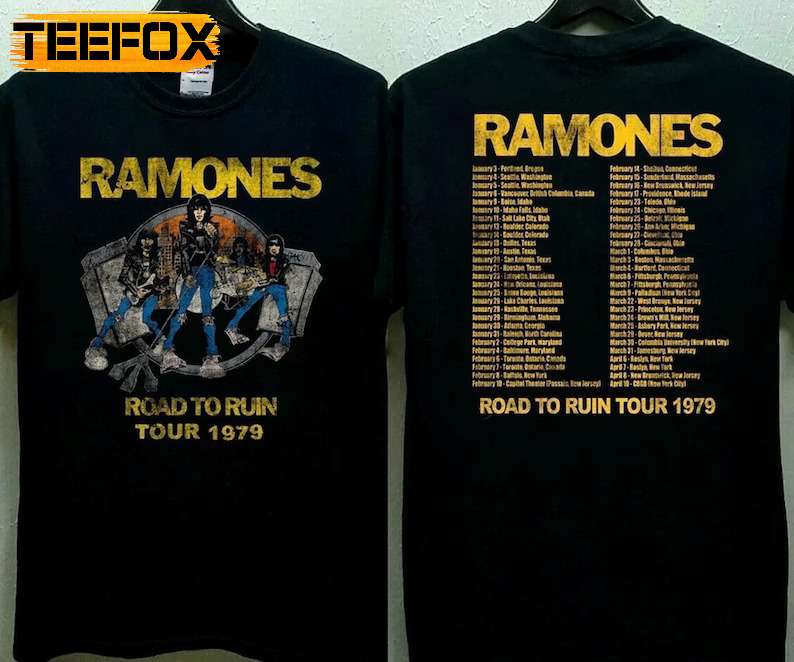 Ramones Road To Ruin Tour 1979 T-Shirt