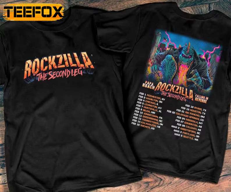 Rockzilla The Second Leg Papa Roach Falling In Reverse 2023 Tour T-Shirt