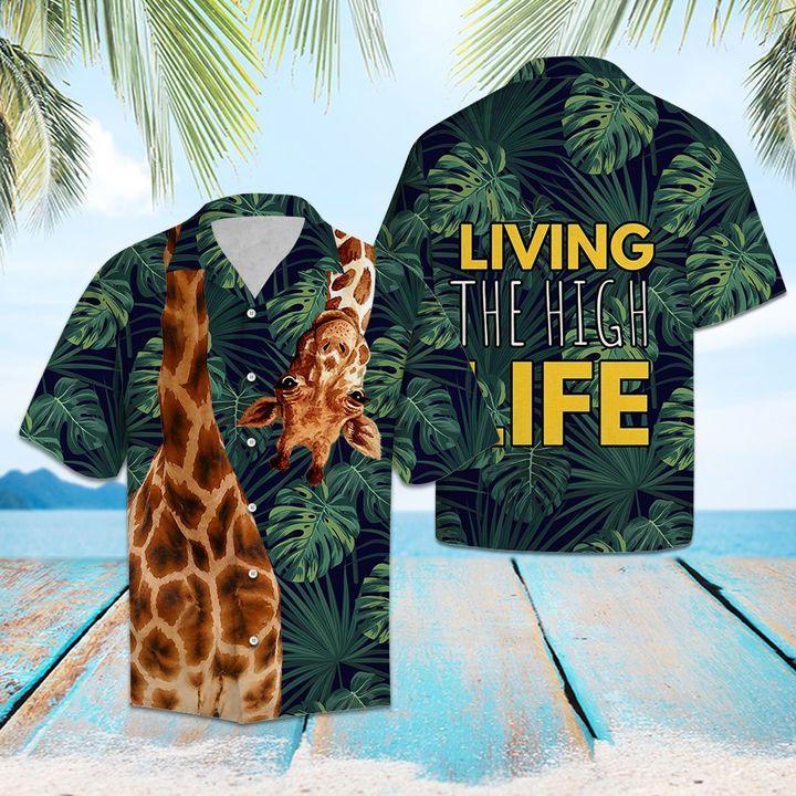 Giraffe Living The High Life Hawaiian Shirt