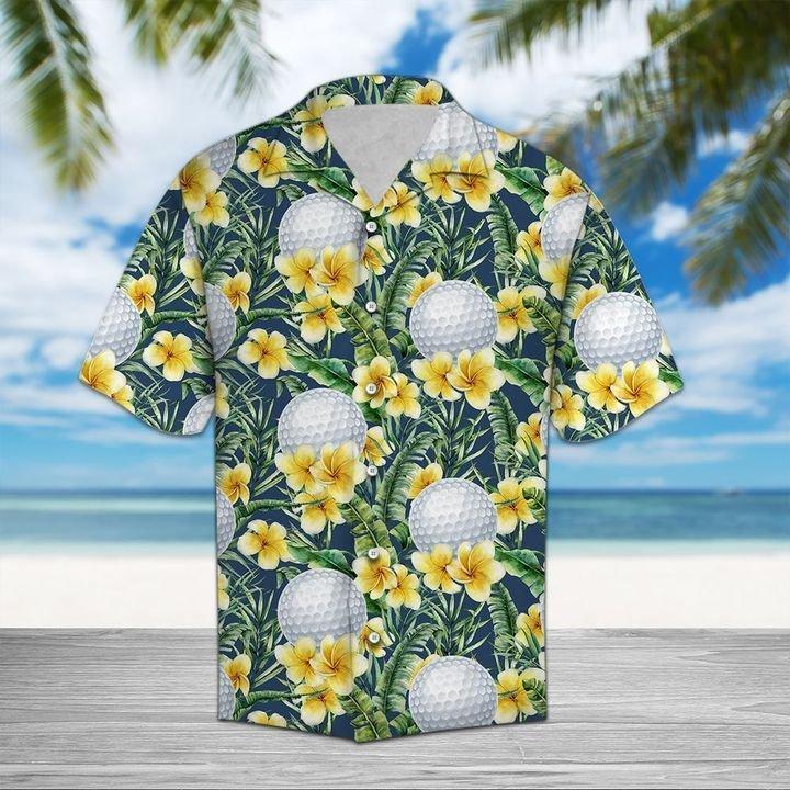Golf Frangipani Hawaiian Shirt