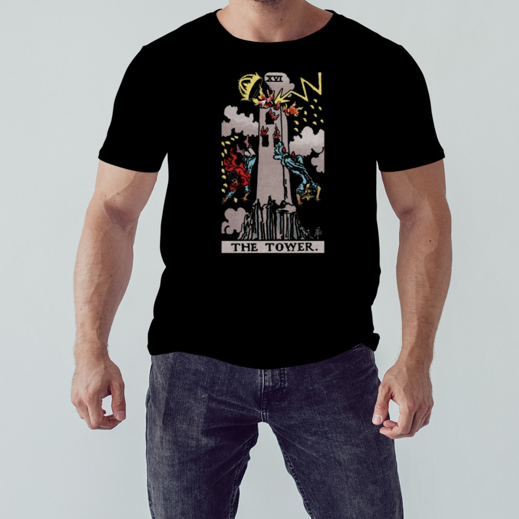 Tarot The Tower Black Background Only shirt 1 Unisex tshirt