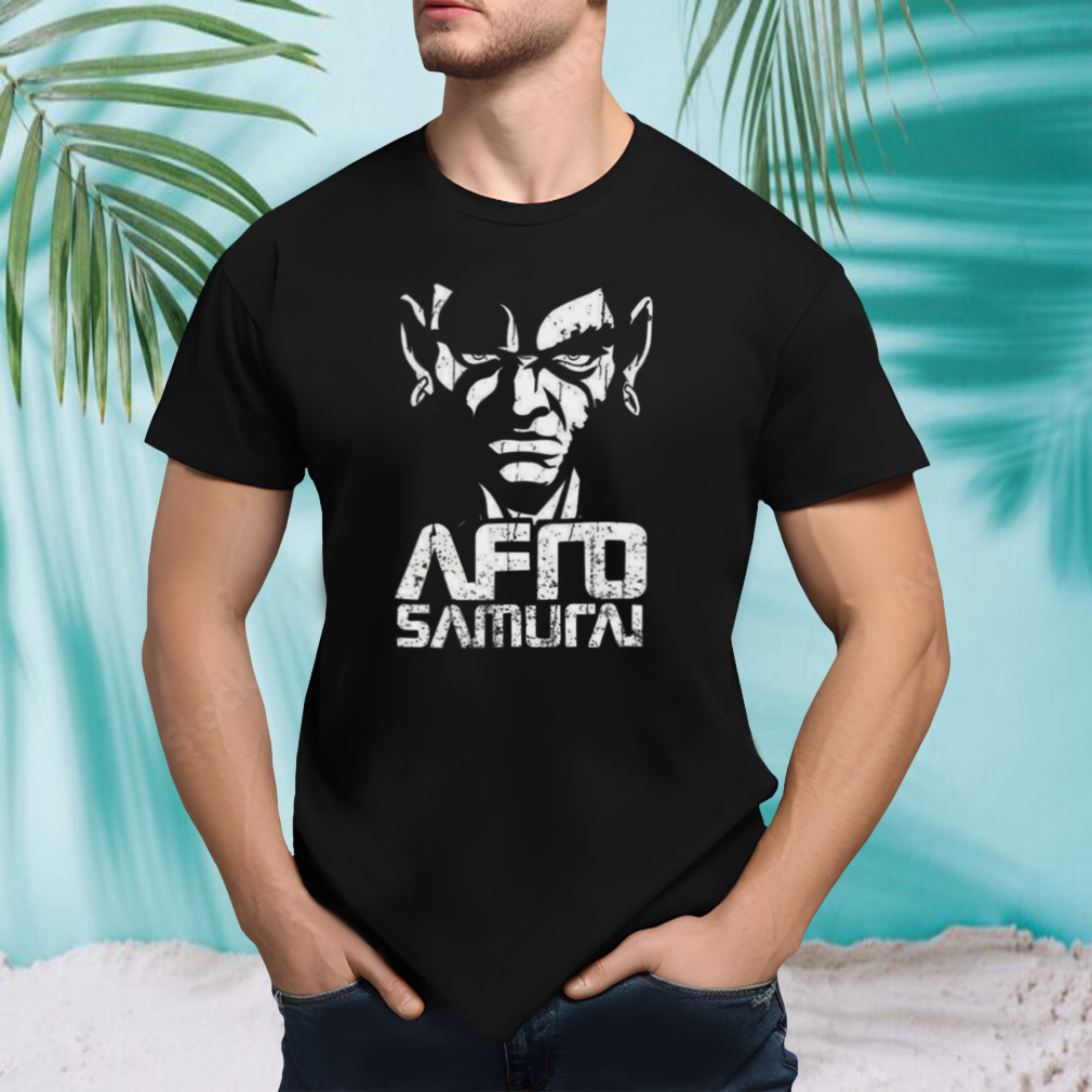 White Graphic Samurai Afro shirt