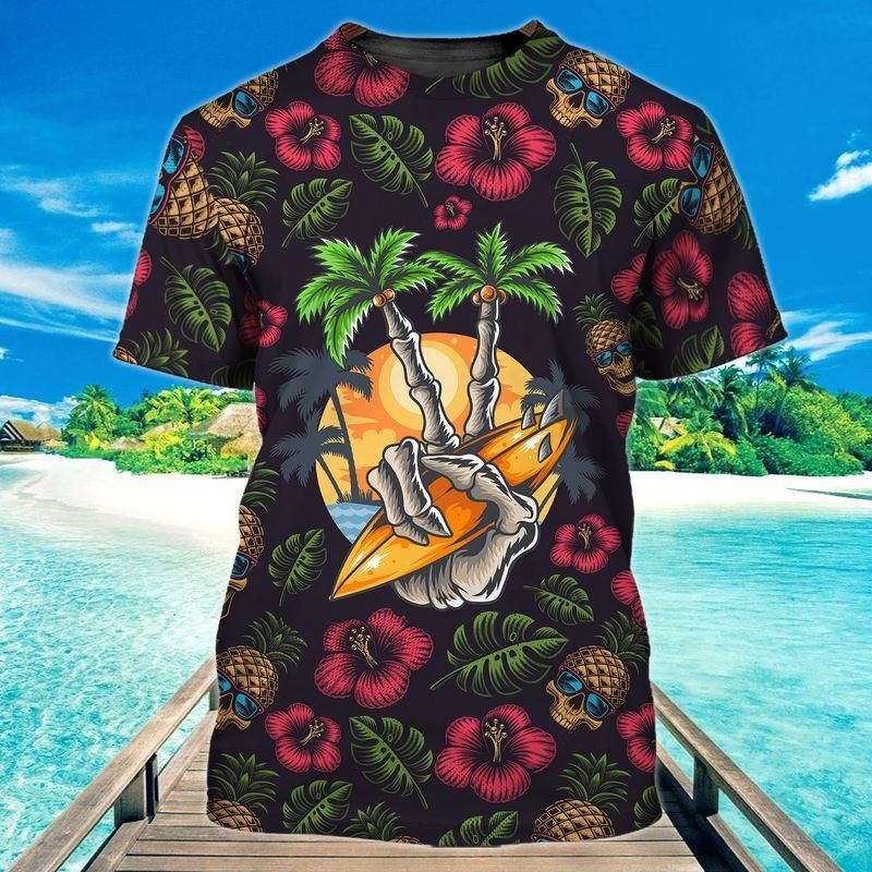 Hawaiian Pineapple Skull For Man And Women 3d T Shirt 1 Hawaiian Pineapple Skull For Man And Women 3d T Shirt