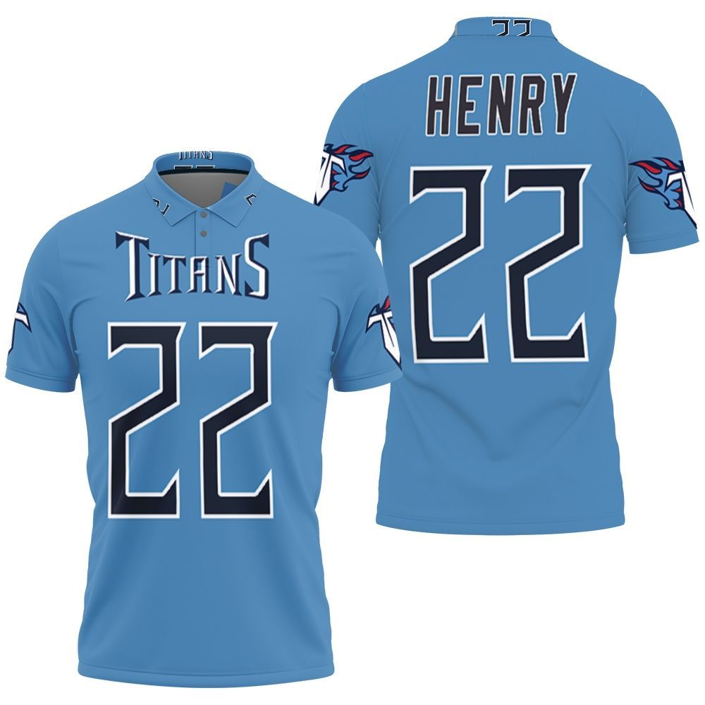 Derrick Henry Tennessee Titans Game Light Blue Jersey Inspired Style 3D All Over Print Polo Shirt