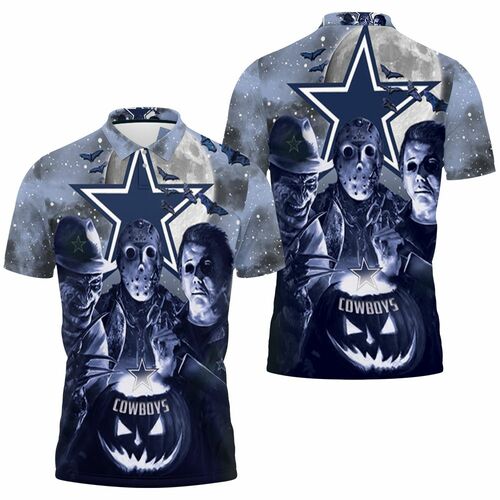 Freddy Jason Michael Myers Love Dallas Cowboys Pumpkin Head Halloween 3d Jersey 3D All Over Print Polo Shirt