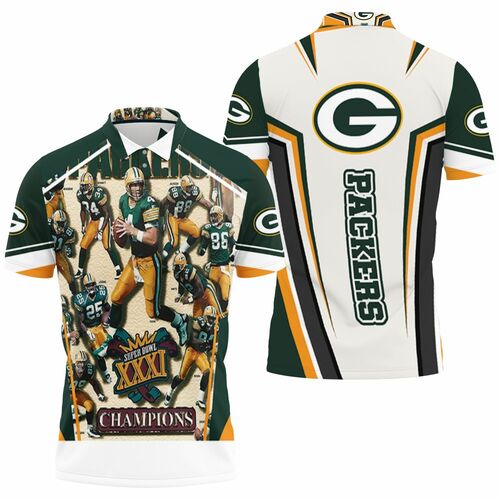 Green Bay Packers Super Bowl Xxxi Champions Nfc North Division Champions 3D All Over Print Polo Shirt