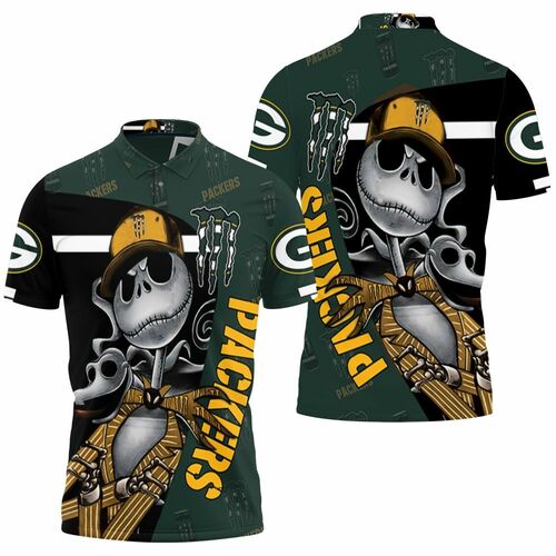 Jack Skellington Monster Energy Logo 3d Printed For Fan Green Bay Packers 3D All Over Print Polo Shirt