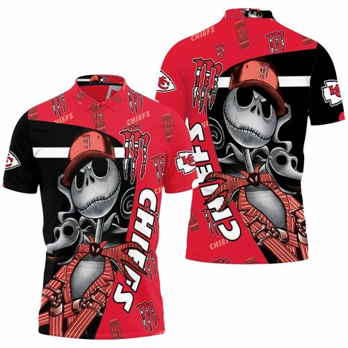 Jack Skellington Monster Energy Logo 3d Printed Kansas City Chief For Fan 3D All Over Print Polo Shirt