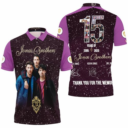 Jonas Brothers 15 Years Nick Kevin Joe Signed Thank You For Memories 3d T Shi Jersey Polo Shirt